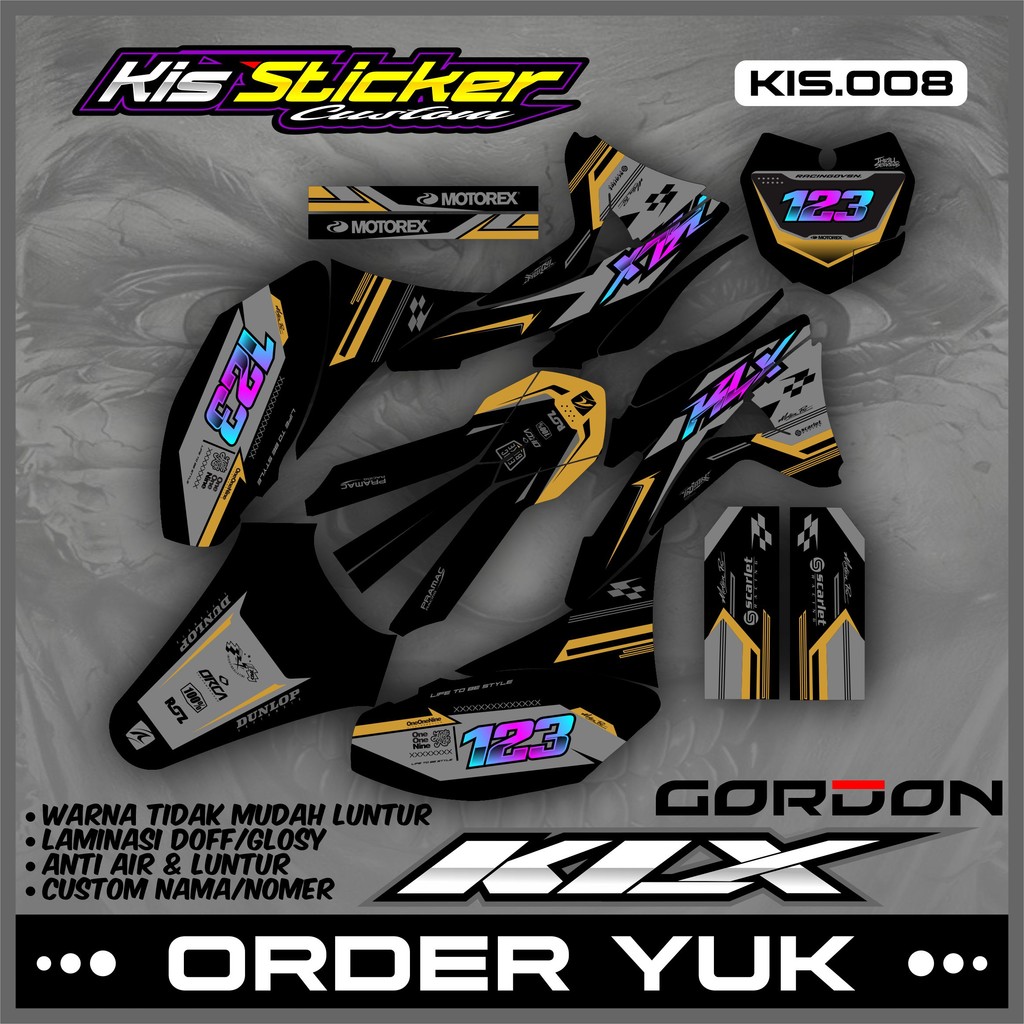 ( Cod ) Decal Stiker KLX Gordon Full Body - Sticker Striping Decal KLX Gordon Full Body Terbaru Cust