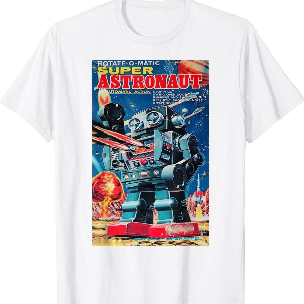 Kaos Vintage Graphic Super Astronaut Robot Retro Old Japanese Toy T-Shirt Unisex Kaos Distro Kaos Br
