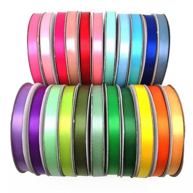 

Baru Pita Satin Double Face 25mm (1inch) Roll 100 Yard Untuk Kado