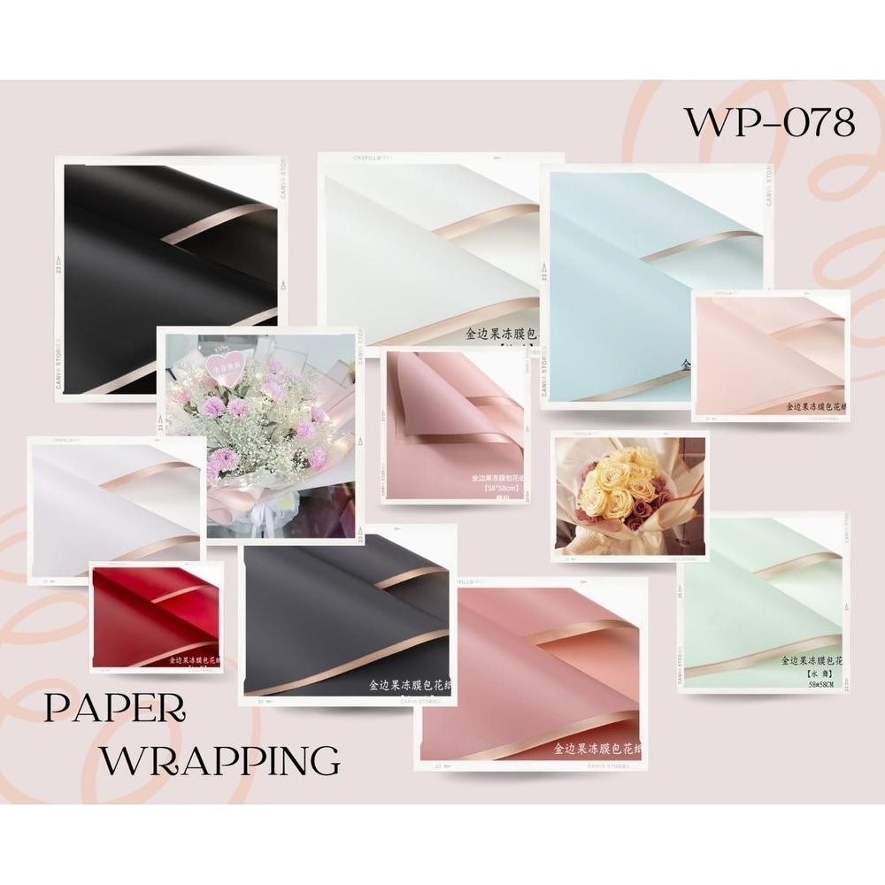 

[20 Lembar] WP078 - Flower Wrapping Golden Line Frame Waterproof Korean Style Bouquet Florist aSt