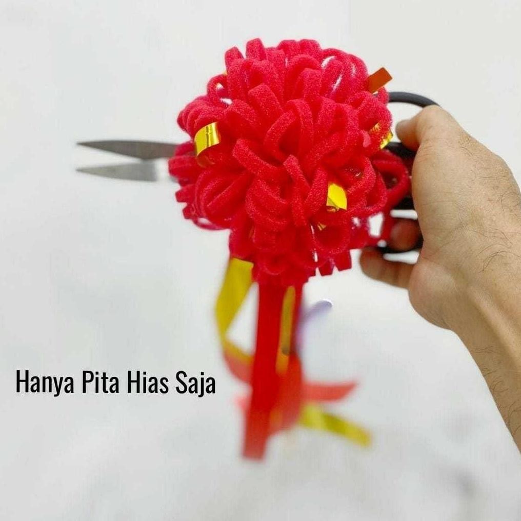 

Dqueen Florist - Pita Hiasan / Pita Gunting / Peresmian/ Pita Dekorasi / Spon aksen Emas aSt