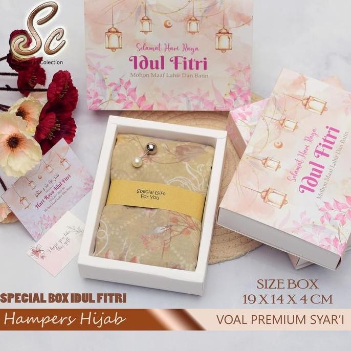 Ready Hampers Hijab Voal Premium Motif Syar'i 130x130 cm Kado Guru Wisuda Ulang Tahun Wedding Lebara