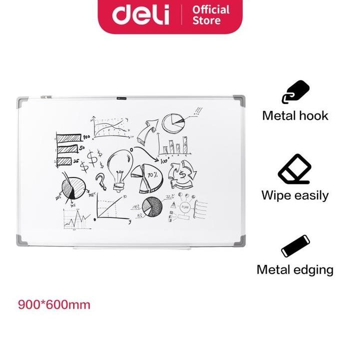 

Siap Kirim Deli E39033A Whiteboard Magnetik Gantung 60x90cm - Bingkai Aluminium