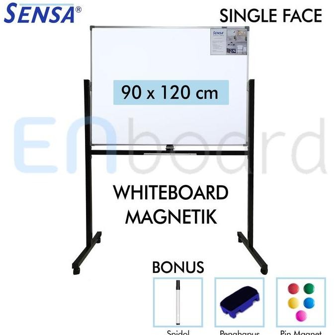 

Siap Kirim Whiteboard Standing Magnet Single Face Sensa 90x120cm - Papan Tulis Kantor