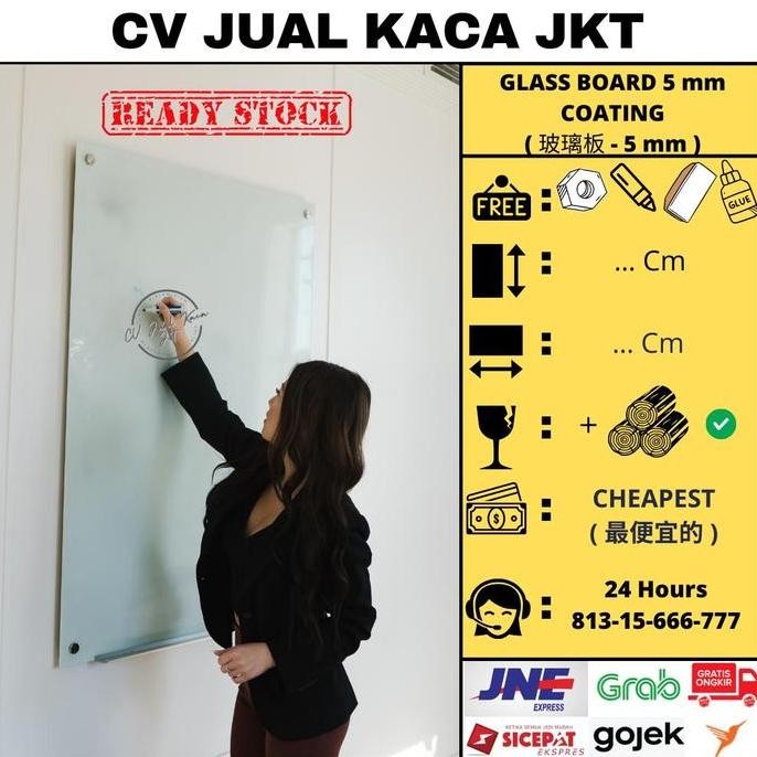 

Siap Kirim Glassboard Magnetik 100x165cm Papan Tulis Kaca Kantor Sekolah