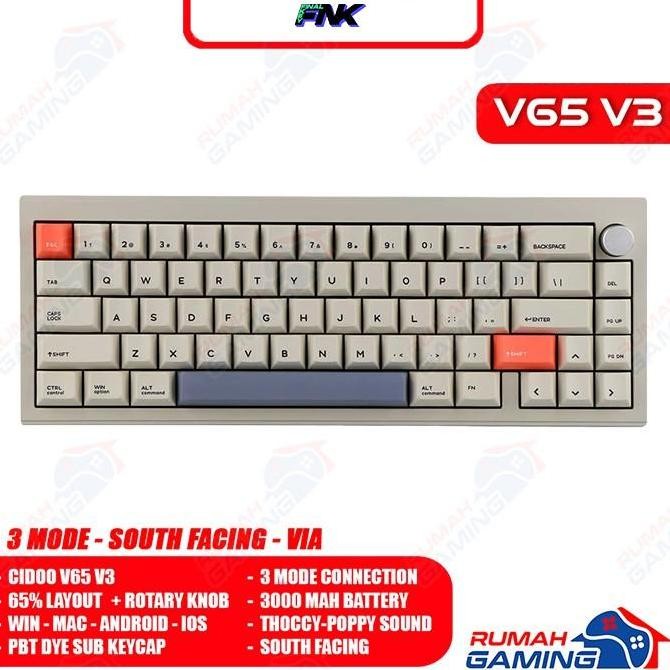 Mechanical Keyboard - Cidoo V65 V3 - 65% - 3 Mode - Gasket - South - Keyboard Co
