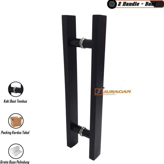 HANDLE PINTU BAUT TEMBUS KOTAK HITAM 60 CM 45 CM 35 CM - GAGANG PINTU TEMBUS MINIMALIS ORIGINAL DAN 