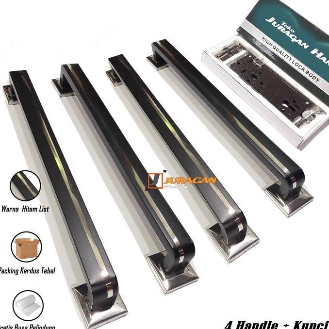 HANDLE PINTU 2 DAUN KEKINIAN 45 CM - BODY KUNCI SET SILINDER ANAK KUNCI - GAGANG PINTU MODERN MINIMA