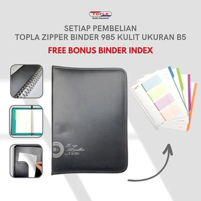 

Tersedia TOPLA Buku Binder Resleting B5 Kulit - Zipper Notebook B5 Premium