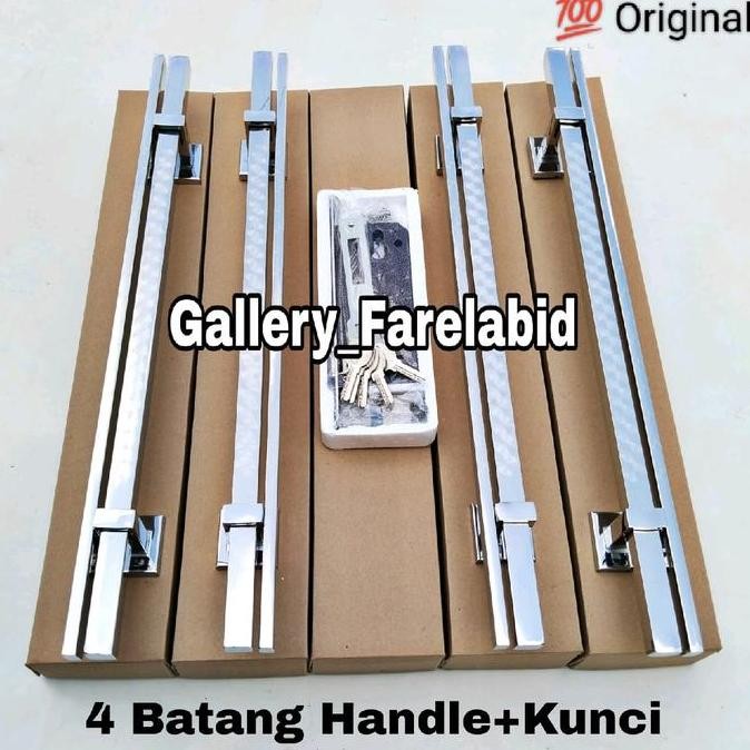 4 PCS HANDLE PINTU RUMAH STAINLESS STELL GRAFIR SET KUNCI 60CM 45CM 33CM GAGANG PINTU 2 TARIKAN PINT