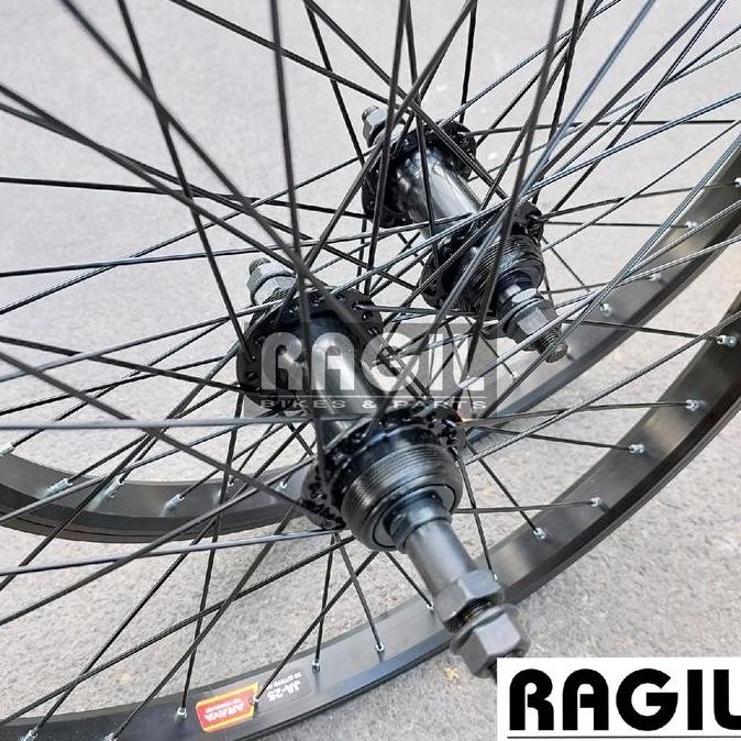 WHEELSET SEPEDA 20 INCH ARAYA JA25 LUBANG 36 HOLE 36H VELG RIM RIMS HUB FREEHUB JARI RODA BMX LIPAT 