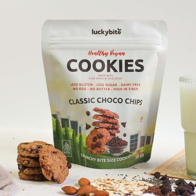 

Vegan Cookies Luckybite 100gr Less Gluten Healthy Snack Sehat Stok Terbatas