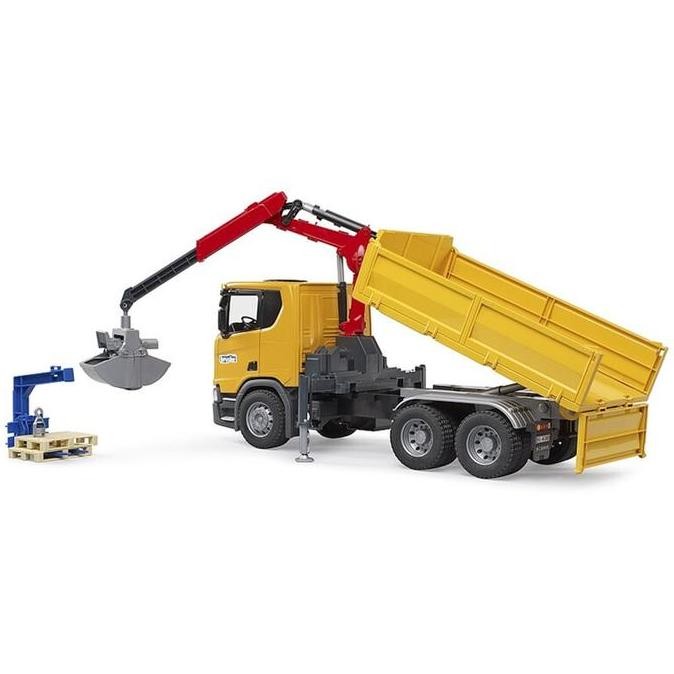 BRUDER 3551 SCANIA SUPER 560R CONSTRUCTION TRUCK WITH CRANE AND 2 PALLET - MAINAN MINIATUR TRUCK SCA