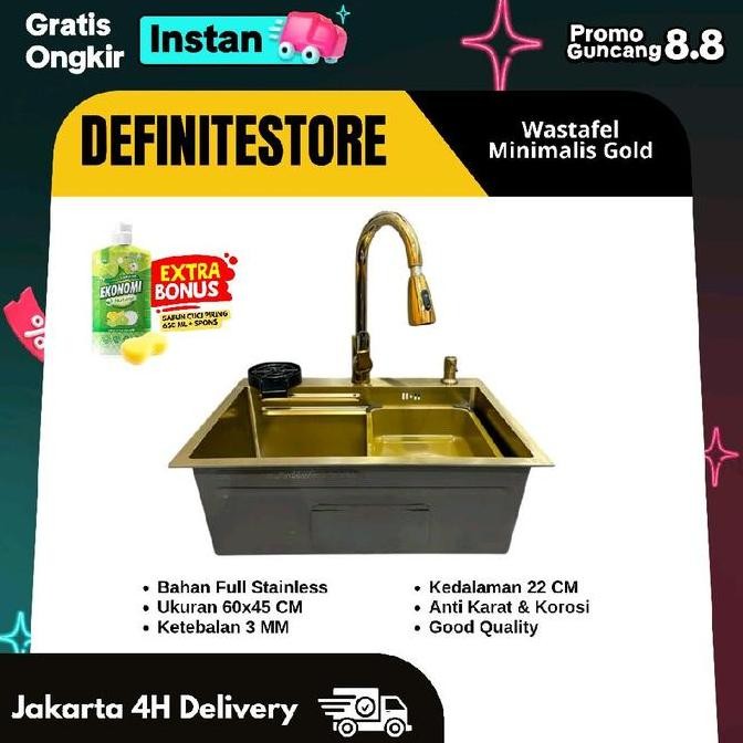 TD Kitchen Sink 1 Lubang Wastafel Cuci Piring 1 Lubang Bak Cuci Piring 1 Lubang Stainless Steel 6045