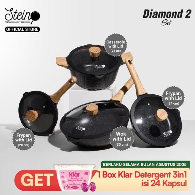 NC STEIN Cookware Diamond 2 Set | Set Panci Wajan 8in1