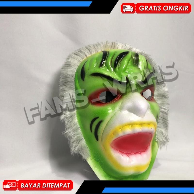 (Berkualitas) Topeng Hanoman Hijau Spons Topeng Hulk Topeng Anoman Topeng Anak Sk-27