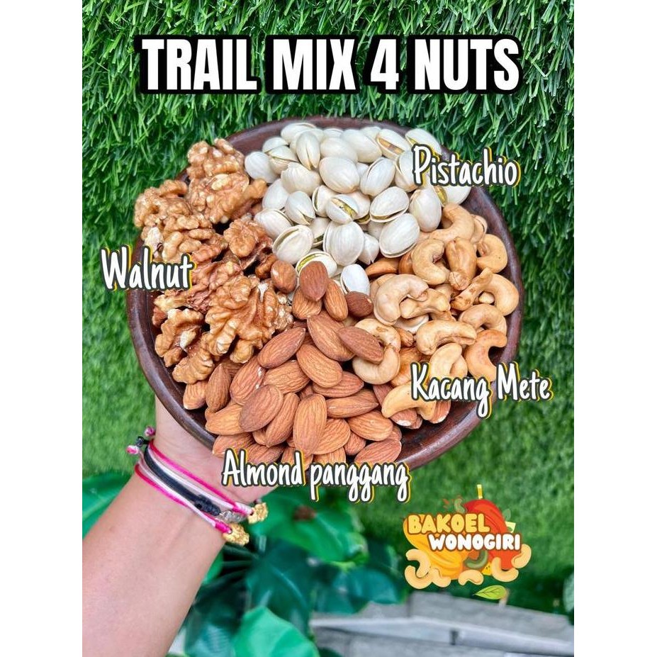 

Trail Mix 4 Nuts Kacang Mete Almond Panggang Walnut Pistachio Terlaris