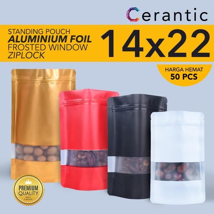 Standing Pouch Window 14 X 22 Cm Transmetz Hitam Putih 14X22 Isi 50