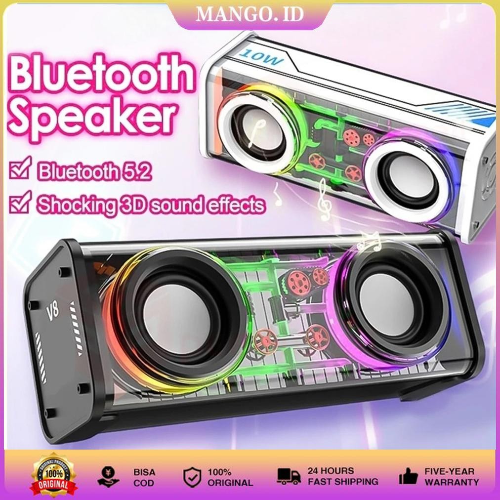 DISKON speaker bluetooth subwoofer meriam baja kecil transparan audio portabel nirkabel 13w mecha su
