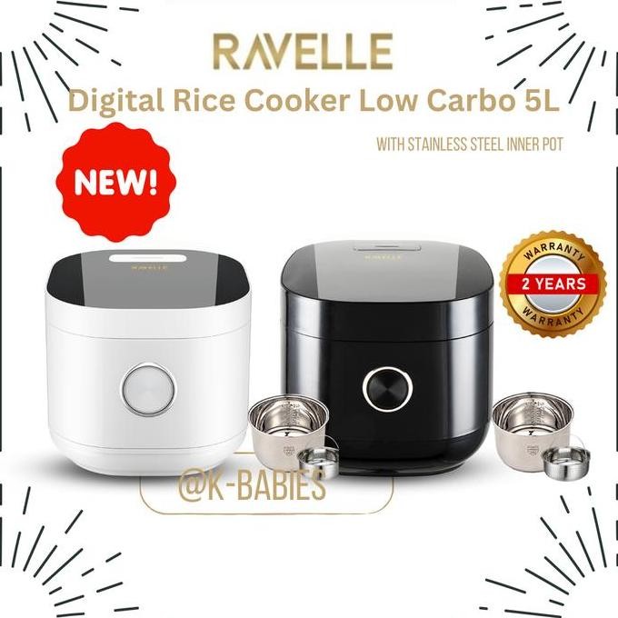 Ravelle Digital Low Carbo Rice Cooker 5L (1.8L Nasi) / Multicooker