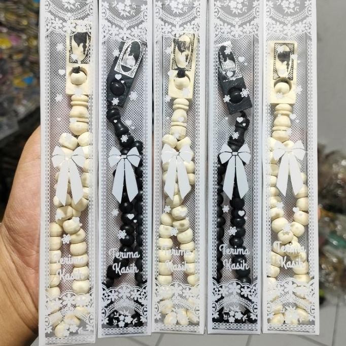 Isi 100 Pcs Souvenir Pernikahan Tasbih Kayu Dikemas Mika Corak Souvenir Pernikahan Unik Sovenir Pern