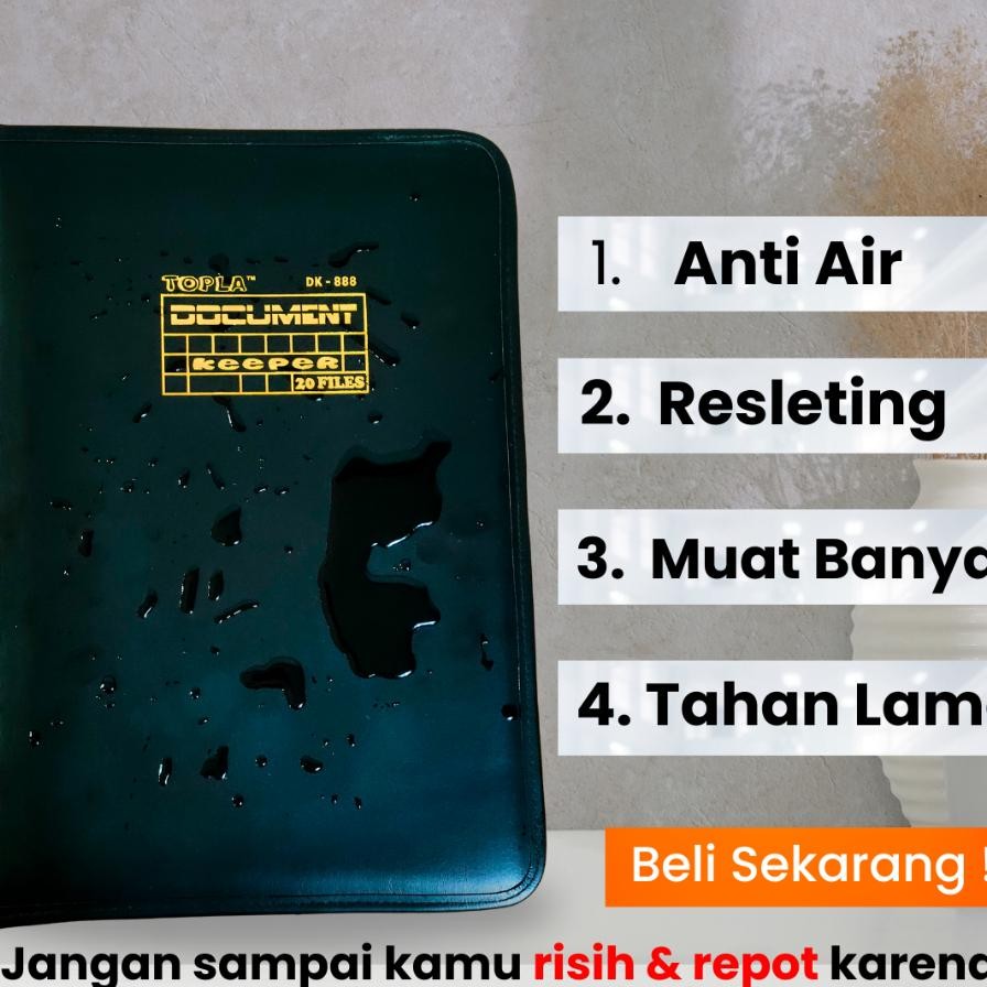 

Topla Map Dokumen Keeper Folio F4 Kulit Sintetis Water Proof Resleting Dk88