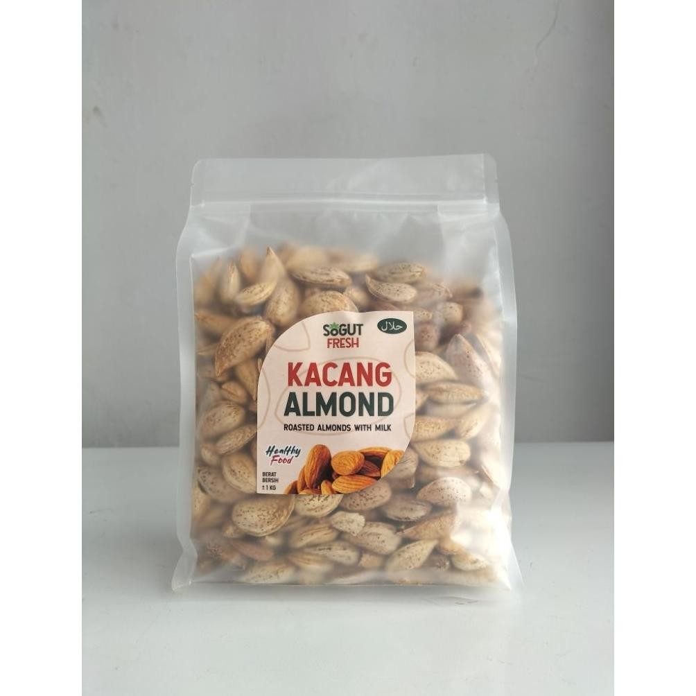 

Sogut Fresh Almond Roasted / Kacang Almond Panggang With Milk ,Kulit / Cangkang 1 Kg Cemilan Sehat Oleh Oleh Haji Dan Umroh