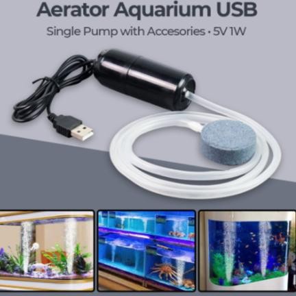 Mini Airpump Aerator USB Single Pump Mesin Gelembung Udara Powerbank Portable Pancing Mancing Ikan A
