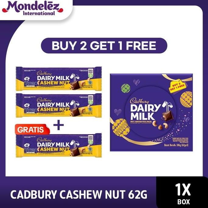 

RPS Cadbury Cokelat Dairy Milk Cashew Nut 62 gr [Buy 2 Get 1]