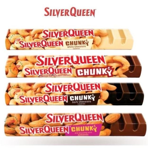 

RPS Silverqueen Chunky Bar 95 g Halal Mede/ Almond/ Dark/ White Coklat