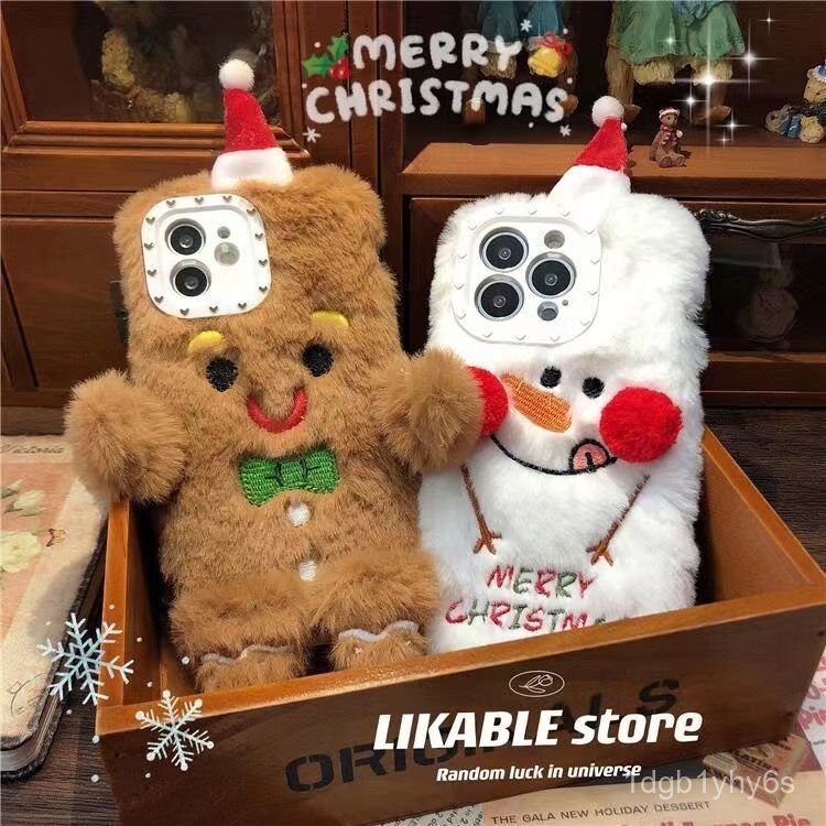 Christmas Gingerbread Snowman Suitable for Samsung A71Phone case S21FE Plush S9/S10/S207uItra Autumn