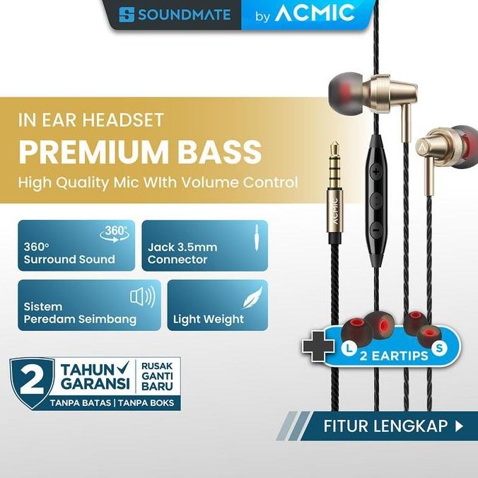 Tersedia ACMIC ELITE In-Ear Stereo Headset Earphone dengan Mic