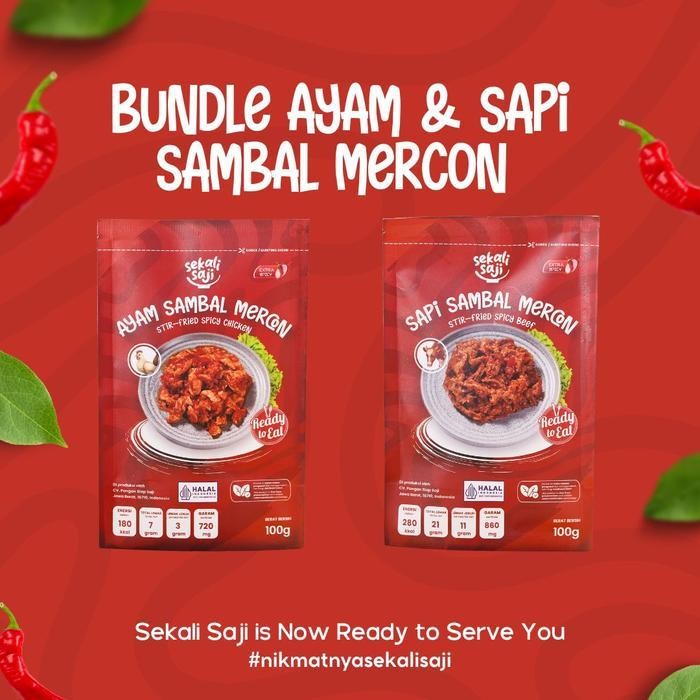 

Rps Sekali Saji - Bundling Sambal Mercon Paket Isi 2 Lauk Instant 100Gr Makanan Siap Saji Lauk Pauk Mateng Halal