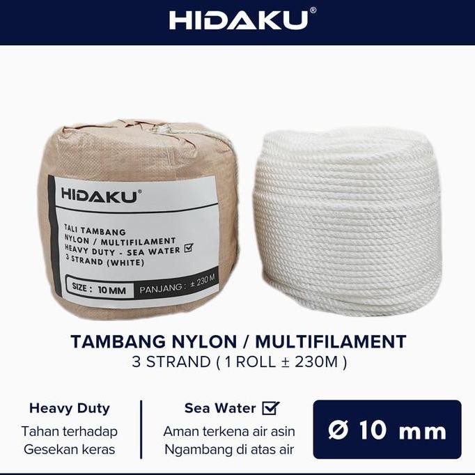 Hidaku Tali Tambang Nylon 10Mm Roll / Tambang Nilon 10Mm / Roll Co