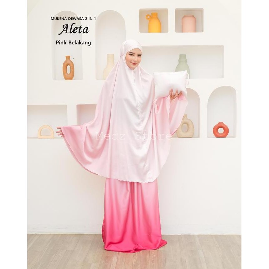 MUKENA DEWASA ALETA ARMANI SILKY GRADASI TRAVEL 2IN1 LASER CUT JUMBO
