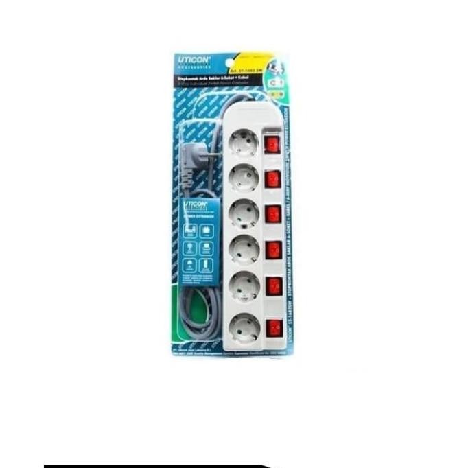 Promo Stop Kontak 6 Lubang Uticon 6 Lobang Switch Steker On Off St1382Sw