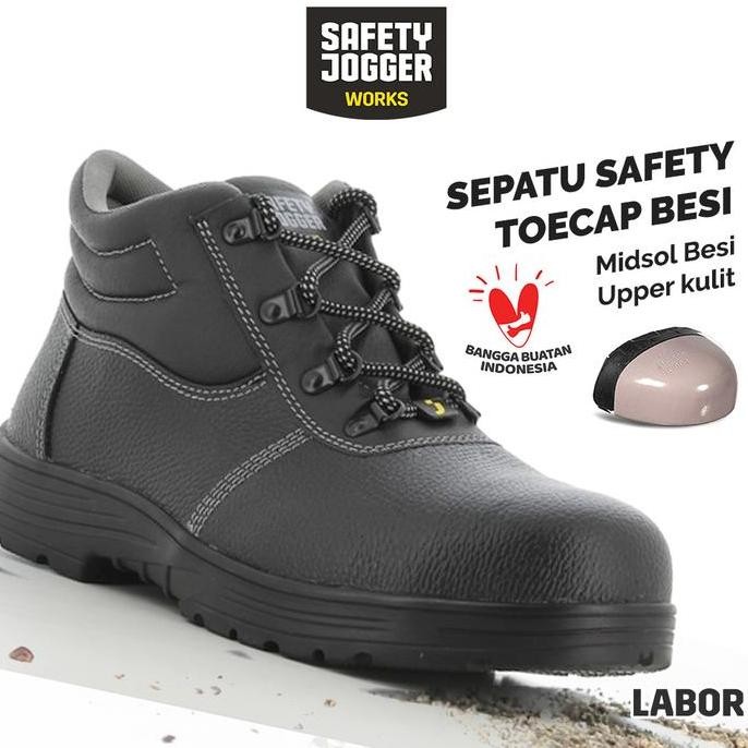 Safety Jogger Works Labor S3 Mid Sepatu Pekerja Proyek Steel Tocap Nitrile Outsole Co