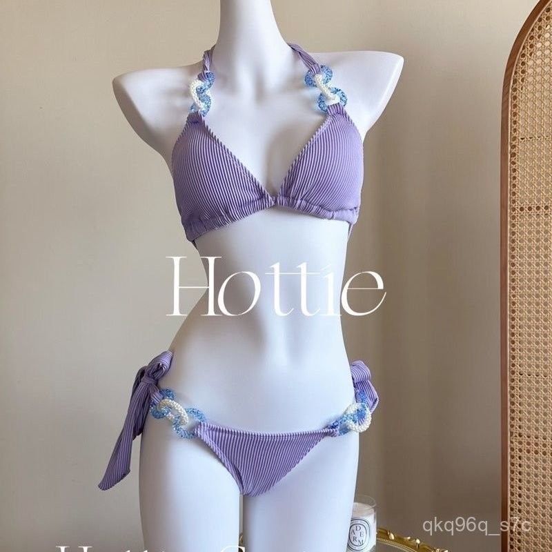 Purple Bikini Celebrity Style Sexy Three-Point Vacation Two-Piece Swimsuit ZJCW