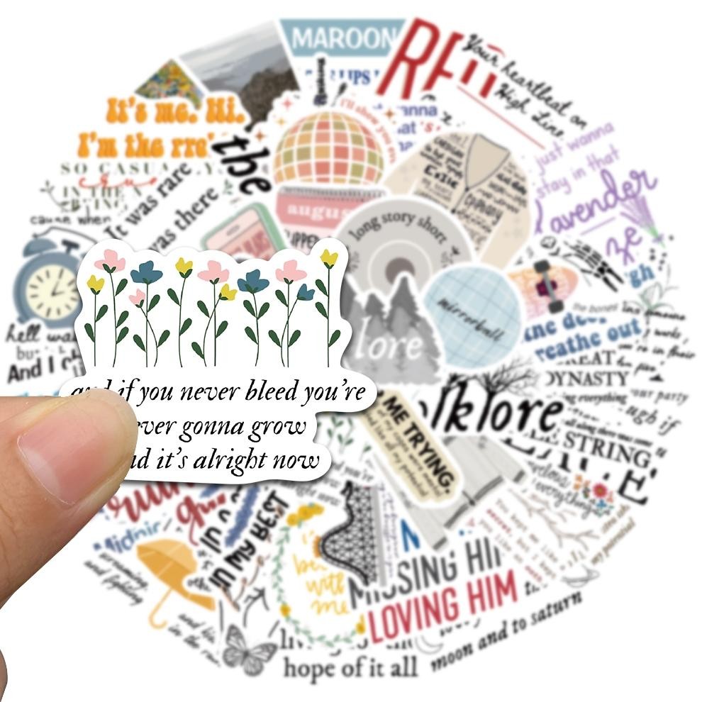 

NG [52PCS]Ins Gaya Stiker Pack Taylor Swift Folklore Album Terbaru Sastra Lirik Stiker Kualitas tinggi Tahan Gores Decal Vinyl Anti Air- Sticker Aesthetic Buku Journal Koper Casing HP Tablet Laptop Helm Motor Viral Kekinian Terbaru 2025 KL-37
