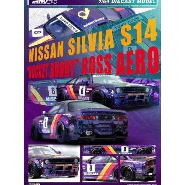 New Inno64 1:64 Nissan Silvia S14 Boss Rocket Bunny Purple