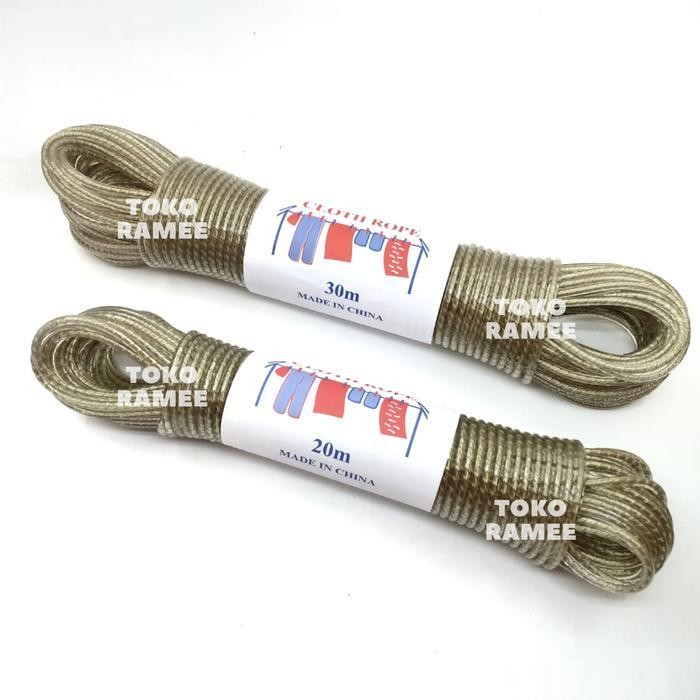 RS Tali Kawat Jemuran Seling 20 M / 30 Meter Baju Pakaian Dalam Dapat Disesuaikan Portabel / Portabl