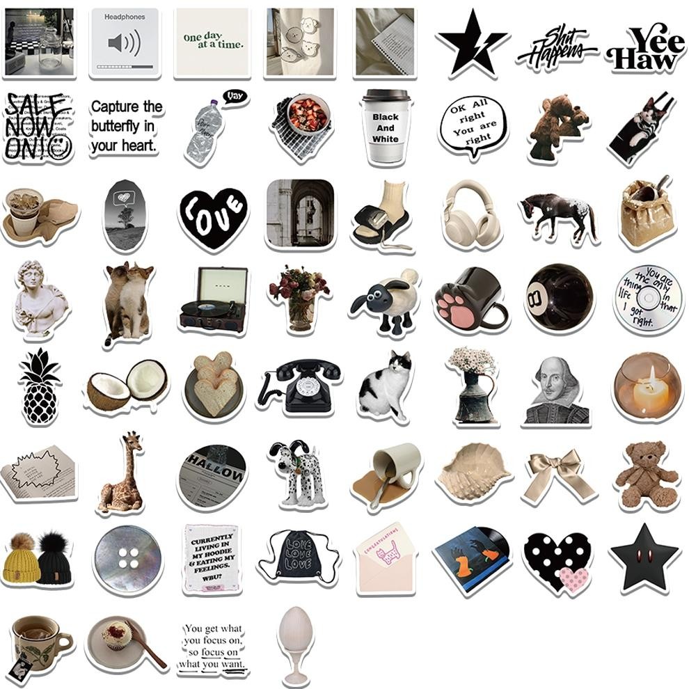 

NG [172PCS]Stiker Aesthetic Gaya Ins Pack Decal PVC Anti Air-Sticker Buku Gitar Casing HP Laptop Helm Skateboard Viral Kekinian Terbaru 2025 QD-57
