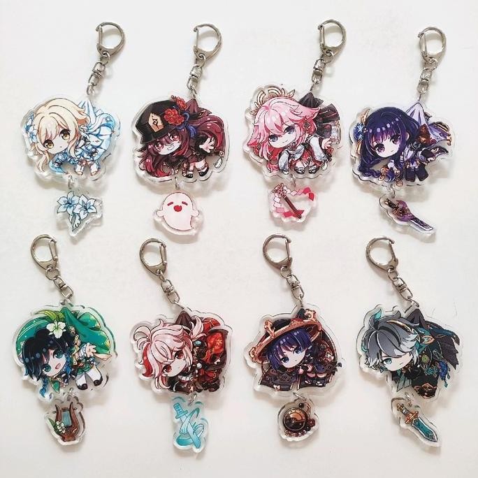 Stok Terbatas Keychain Gantungan Kunci Merchandise Game Genshin Impact Anime Lucu Akrilik Karakter H