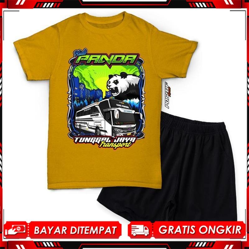 Baju Kaos Setelan Anak Laki Perempuan Bus Kids Panda Viral Kekinian Terbaru 2025 LV-91