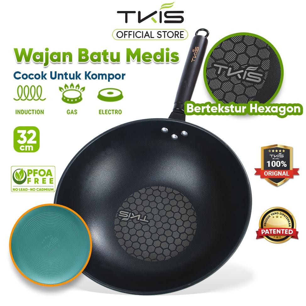 TKIS Wokpan 32cm Panci Wajan penggorengan Anti Lengket wajan Hijau TK-857