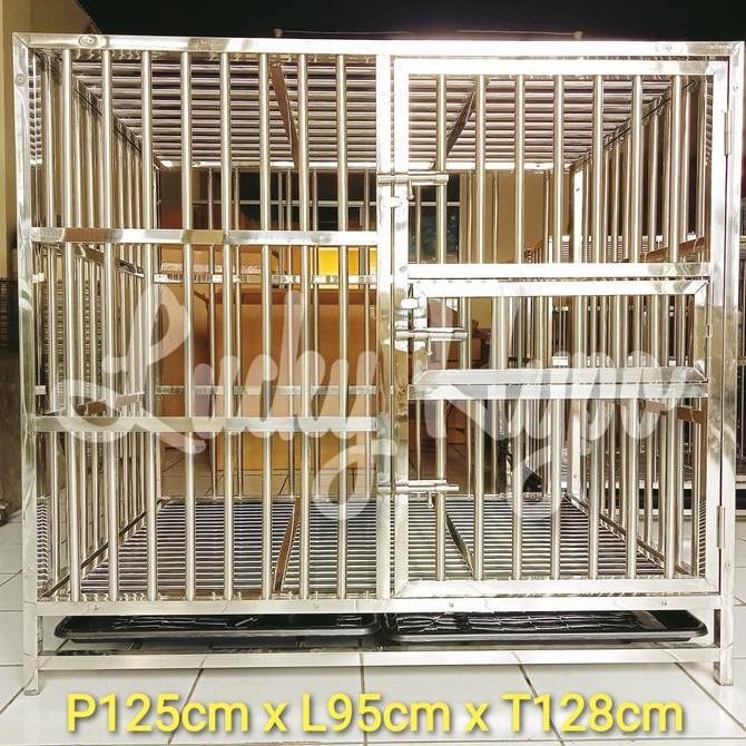 TERMURAH - Kandang Anjing Stainless uk 125x95x128cm Dog Cage Anjing Besar LARGE