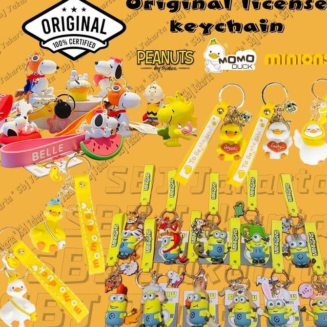 Stok Terbatas Gantungan Kunci Original Lisensi Minion Shio Snoopy Momo Duck