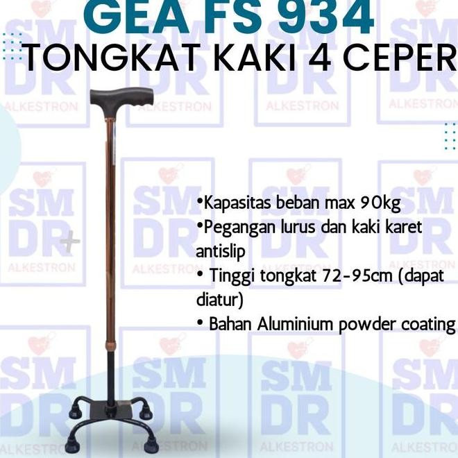 Diskon Tongkat Kaki 4 Ceper Gea Fs934 Penunjang Gerak Aluminium Ringan Ready