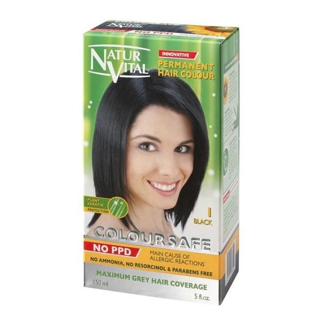 Diskon Naturvital Natur Vital Coloursafe Permanent Hair Dye Black 1 // Spore Ready