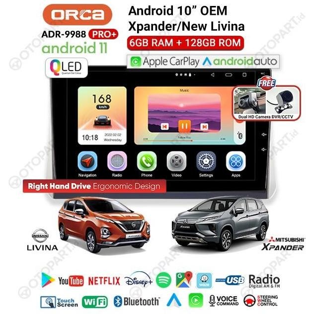 Headunit Android Xpander Livina 2018-2 ORCA 9988 G2 PRO Plus DVR